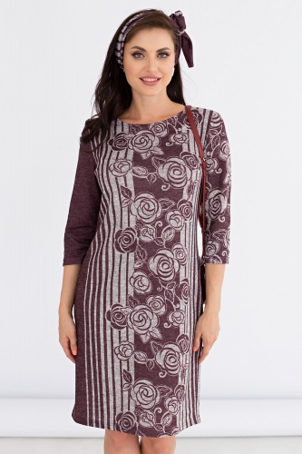 Платье Кэлли с шарфиком (винная роза) П1218-14