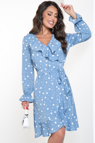 Платье "Кокетливая" (голубой горох) П2653