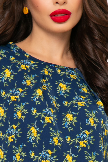 Блуза "Прайм-тайм" (цветы на синем) Б4299