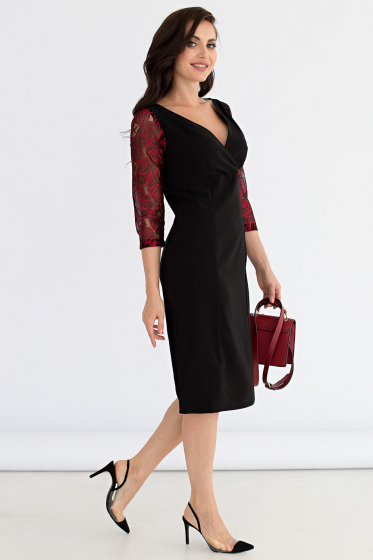 Платье "Фрэнсис" (черное + бордо) П1592-11