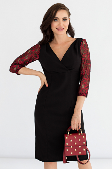 Платье "Фрэнсис" (черное + бордо) П1592-11