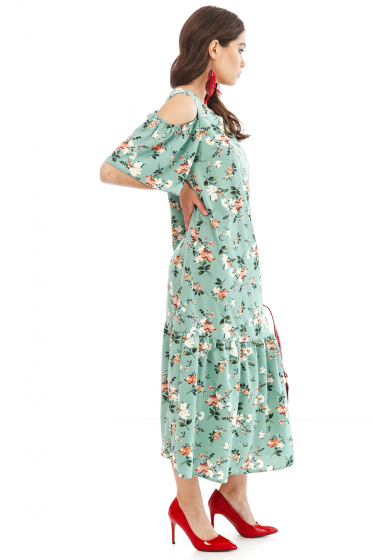 Платье "Марианна" (зелень, цветы) П2327